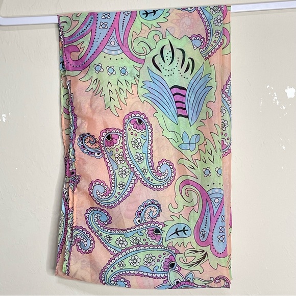Lavello Chiffon Infinity Scarf Paisley Pastel Pink Lightweight Spring Summer - Picture 4 of 8